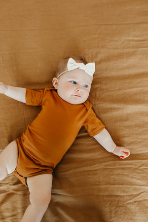Short Sleeve Bodysuit - Camel