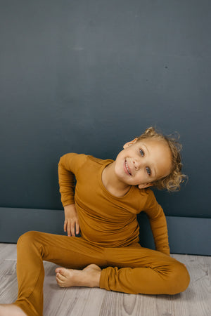 2pc Long Sleeve Pajama Set - Camel
