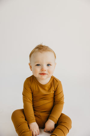 2pc Long Sleeve Pajama Set - Camel