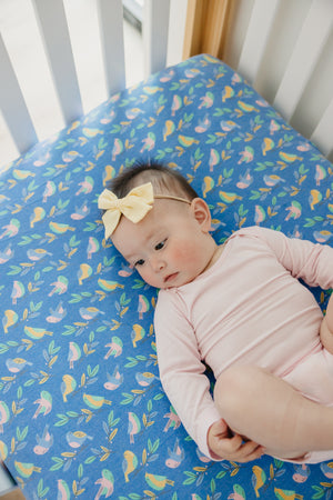 Premium Knit Fitted Crib Sheet - Birdie