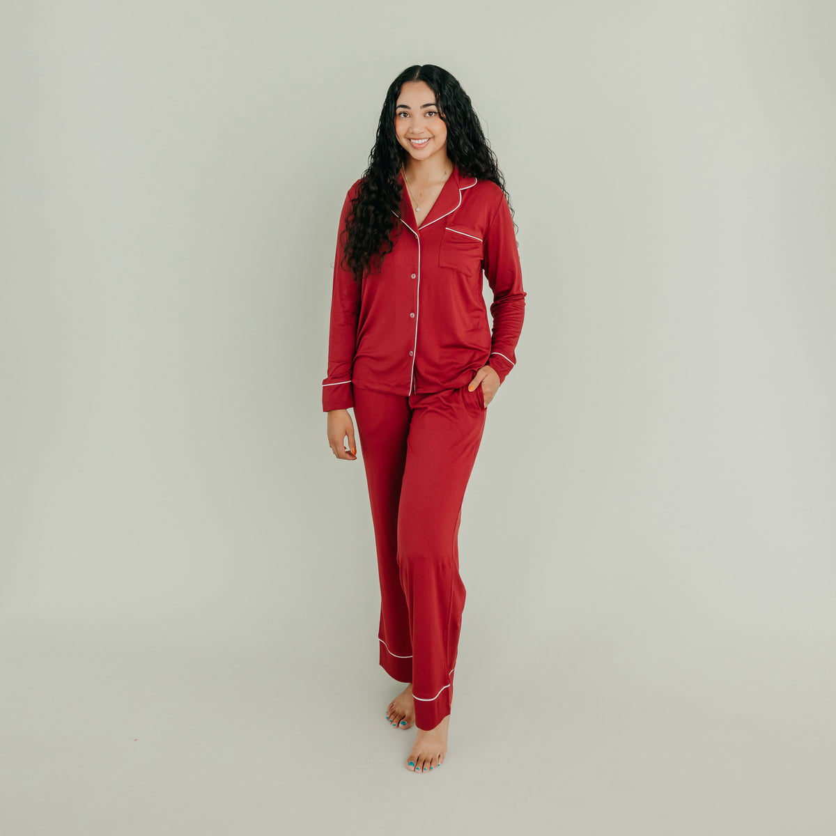Women's Classic Pajama Set - Cranberry
