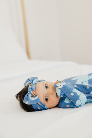 Knit Headband Bow - Cookie Monster