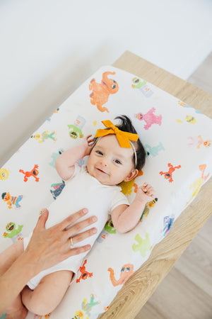 Premium Knit Diaper Changing Pad Cover - Sesame Friends