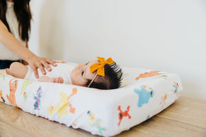 Premium Knit Diaper Changing Pad Cover - Sesame Friends