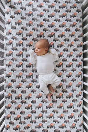 Premium Knit Fitted Crib Sheet - Bison