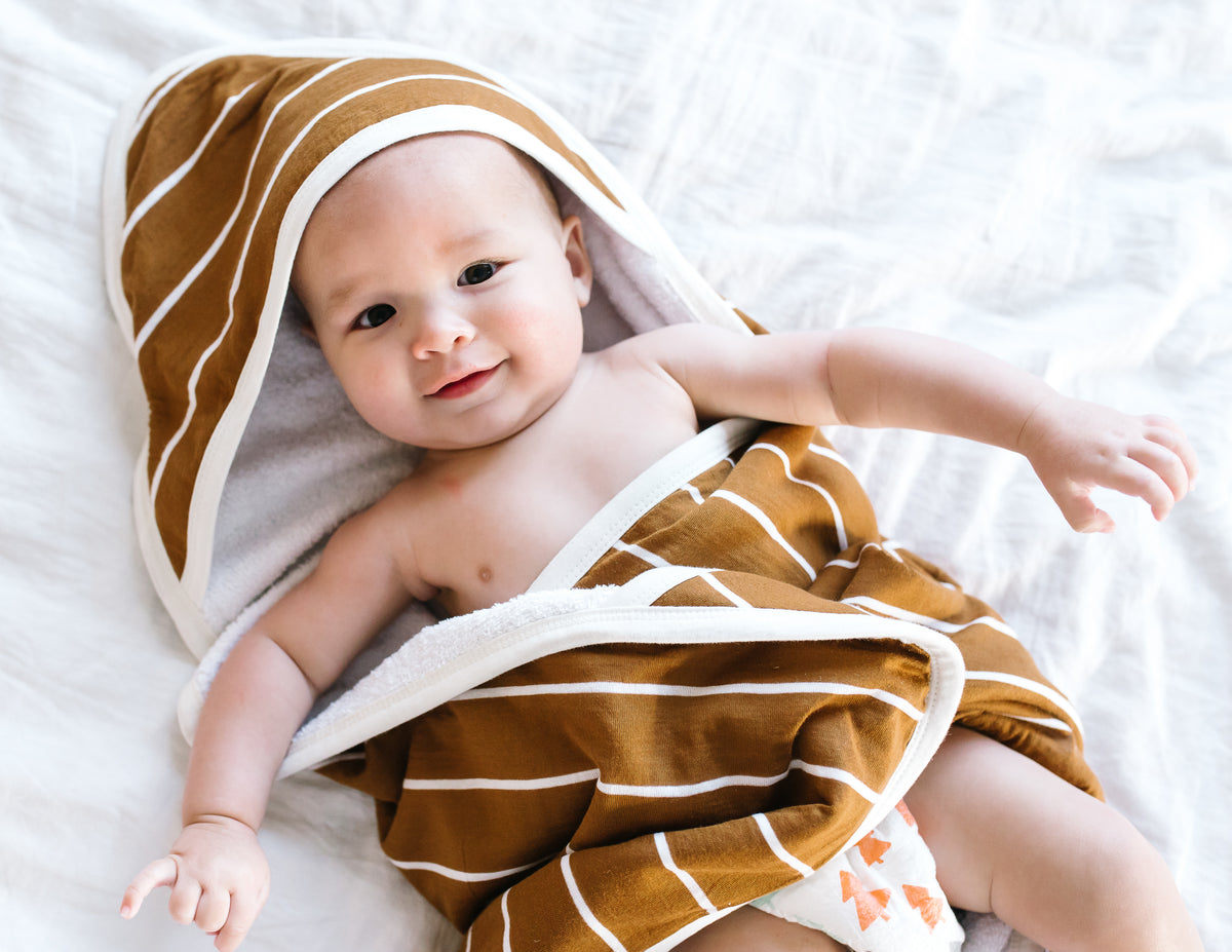 Premium Baby  Knit Hooded Towel - Camel