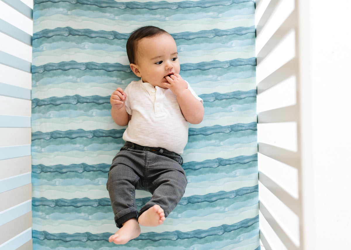 Premium Knit Fitted Crib Sheet - Waves
