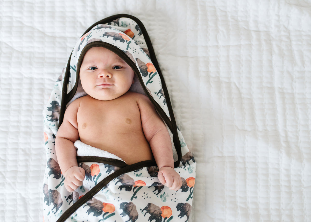 Premium Baby  Knit Hooded Towel - Bison