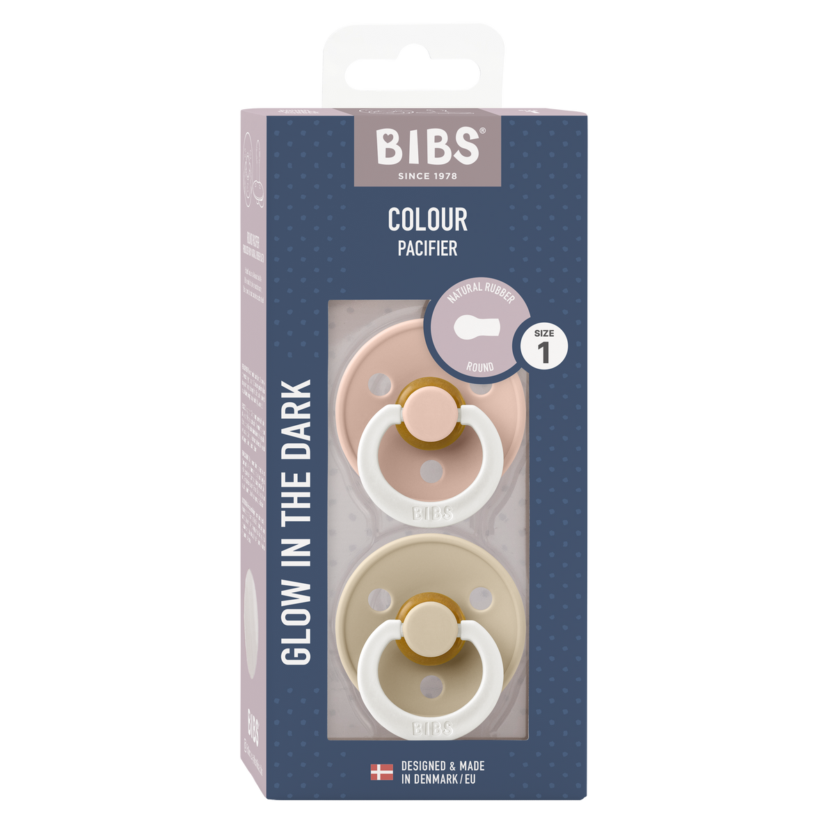 BIBS Colour 2 PACK Latex Blush GLOW/Vanilla GLOW