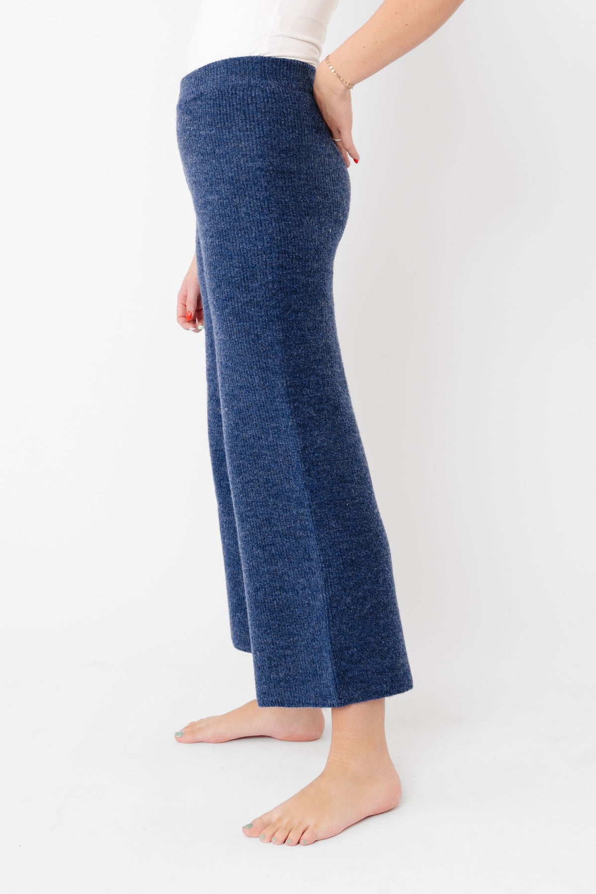 Women's Luxe Wide Leg Sweater Pant - Navy