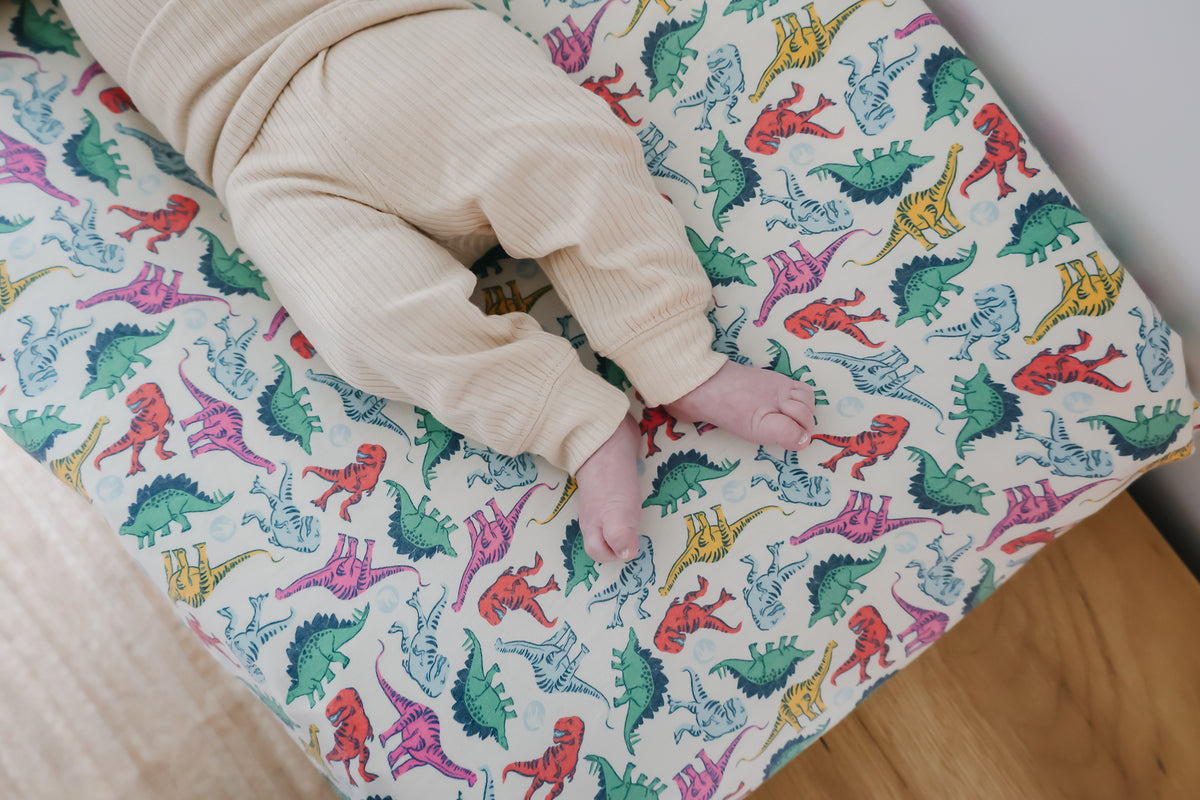 Premium Knit Diaper Changing Pad Cover - Dinosaurs of Jurassic Park