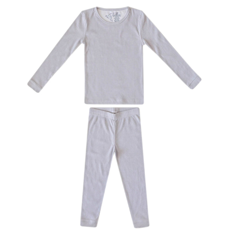 2pc Rib Knit Long Sleeve Pajama Set - Ash