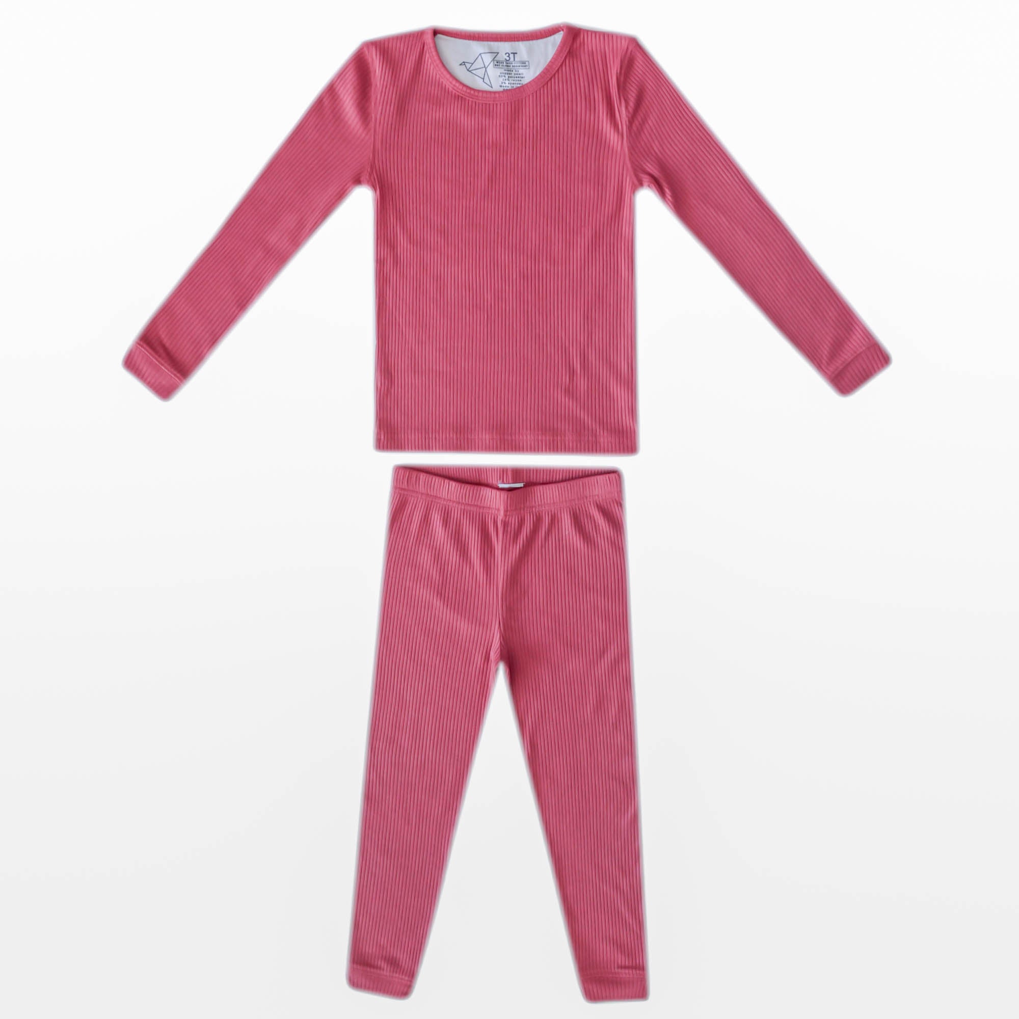 2pc Rib Knit Long Sleeve Pajama Set - Berry