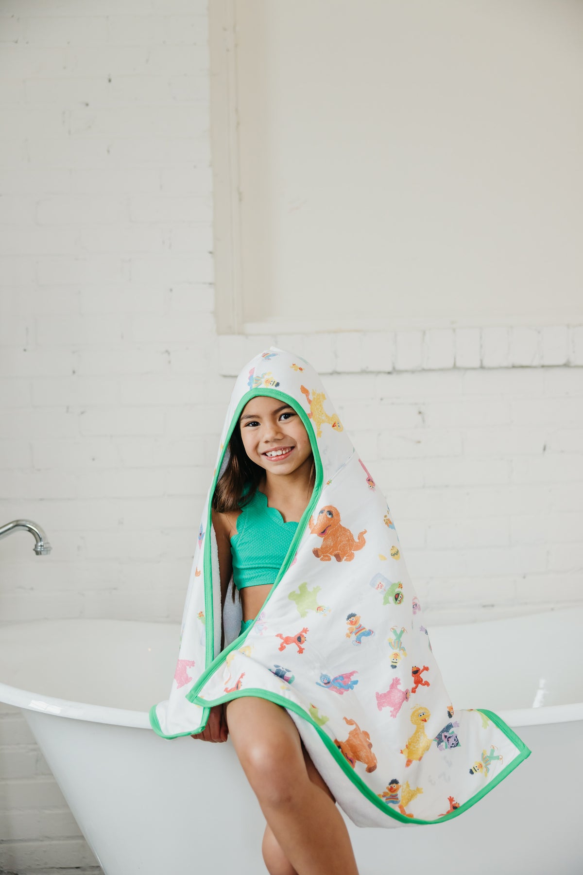 Premium Big Kid Hooded Towel - Sesame Friends