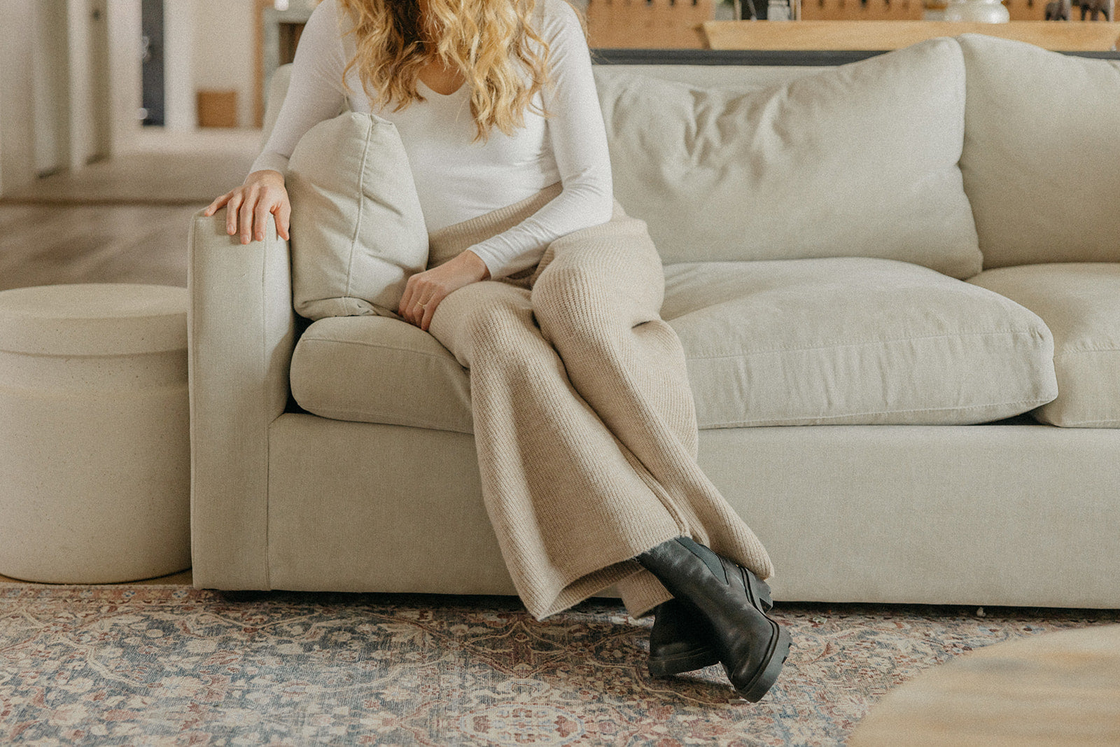 Women's Luxe Wide Leg Sweater Pant - Oatmeal
