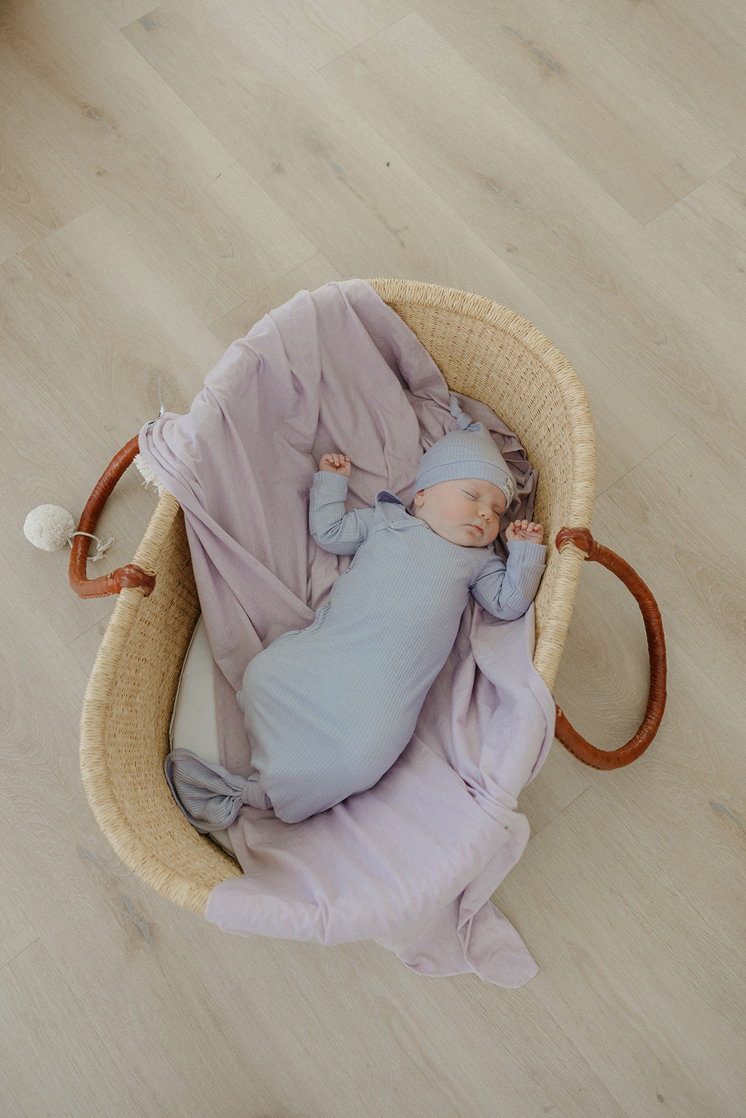 Rib Knit Newborn Knotted Gown - Periwinkle