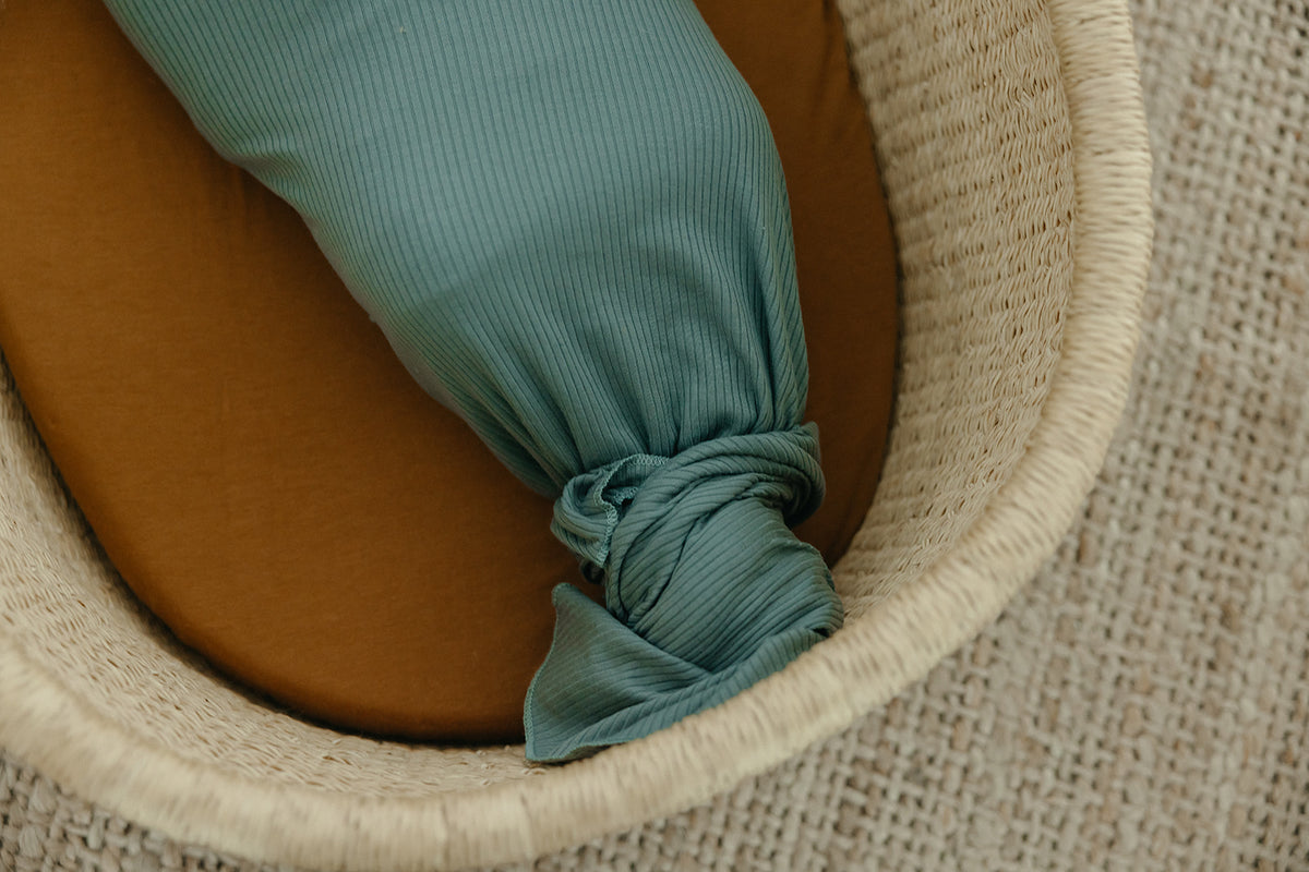 Rib Knit Swaddle Blanket - Moss