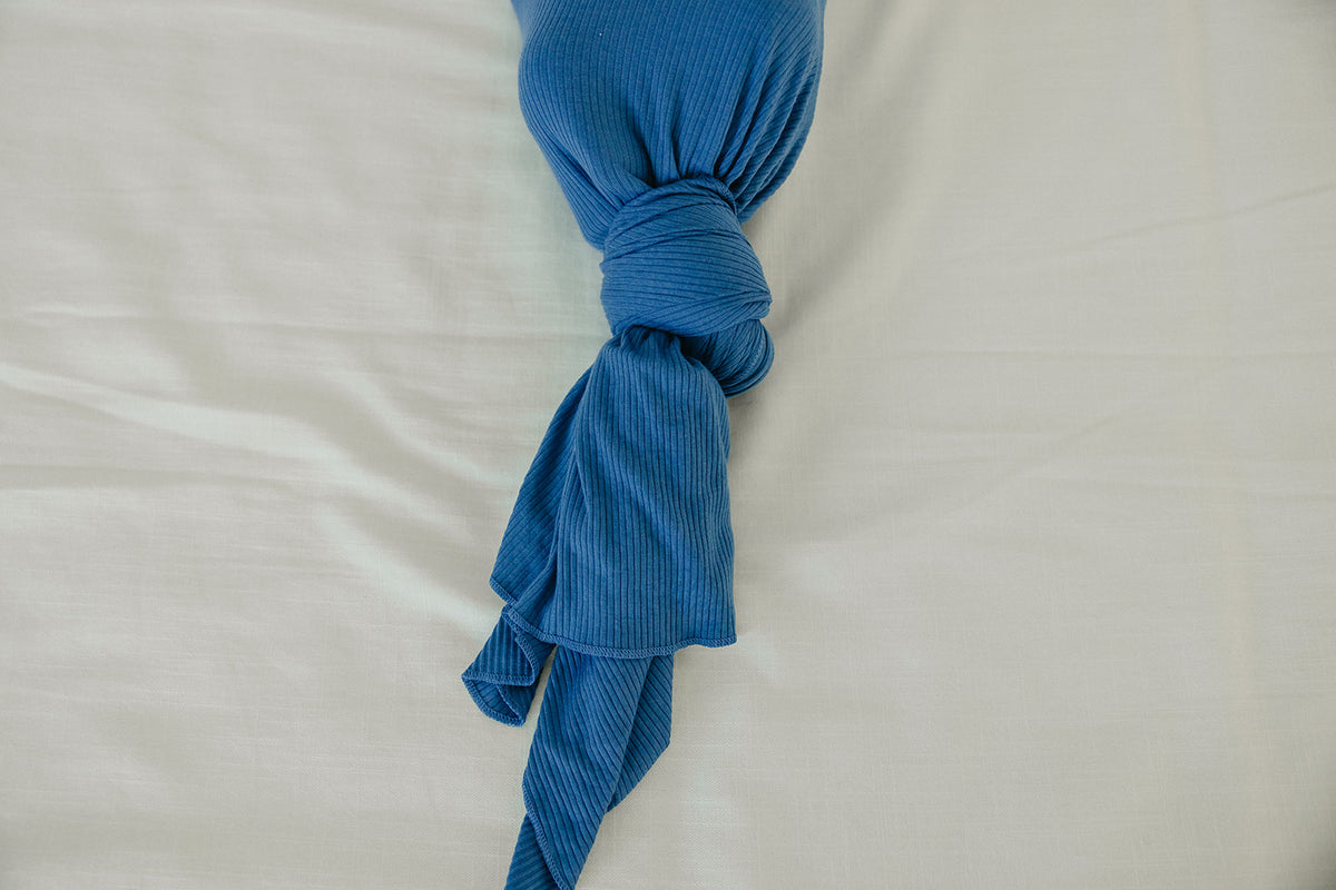 Rib Knit Swaddle Blanket - Indigo