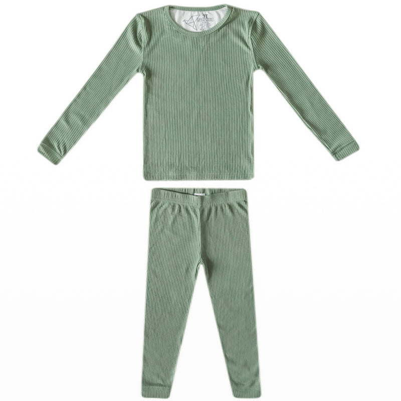2pc Rib Knit Long Sleeve Pajama Set - Clover