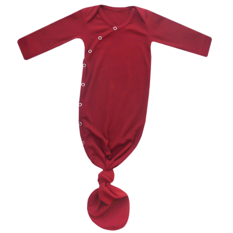 Newborn Knotted Gown - Cranberry