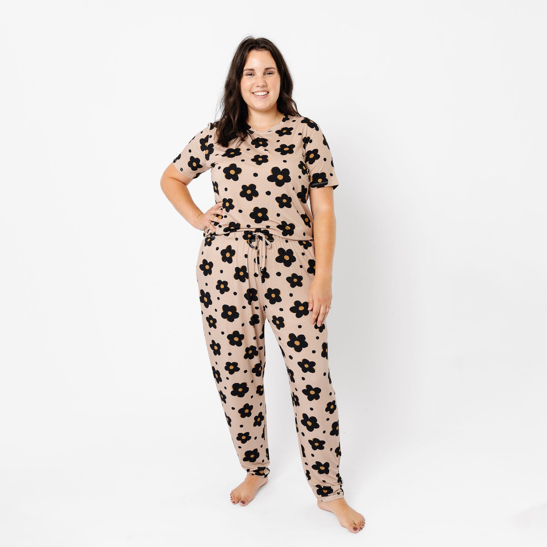 Women's Fitted Pajama Set- Gemma in Tan