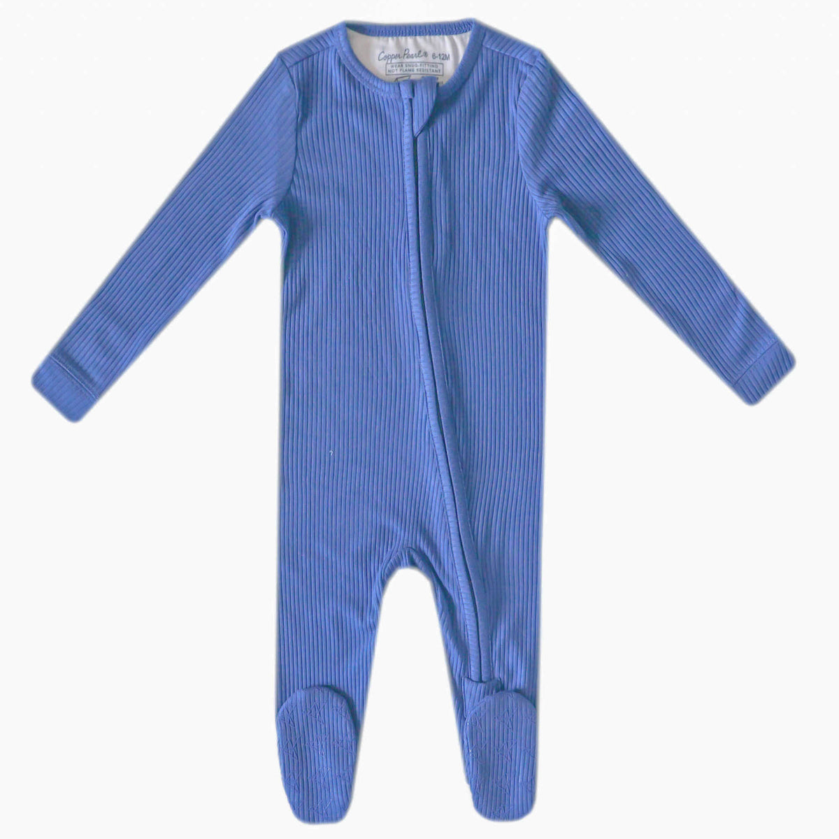 Rib Knit Zip-Up Footie Pajama - Indigo