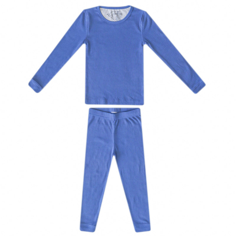 2pc Rib Knit Long Sleeve Pajama Set - Indigo