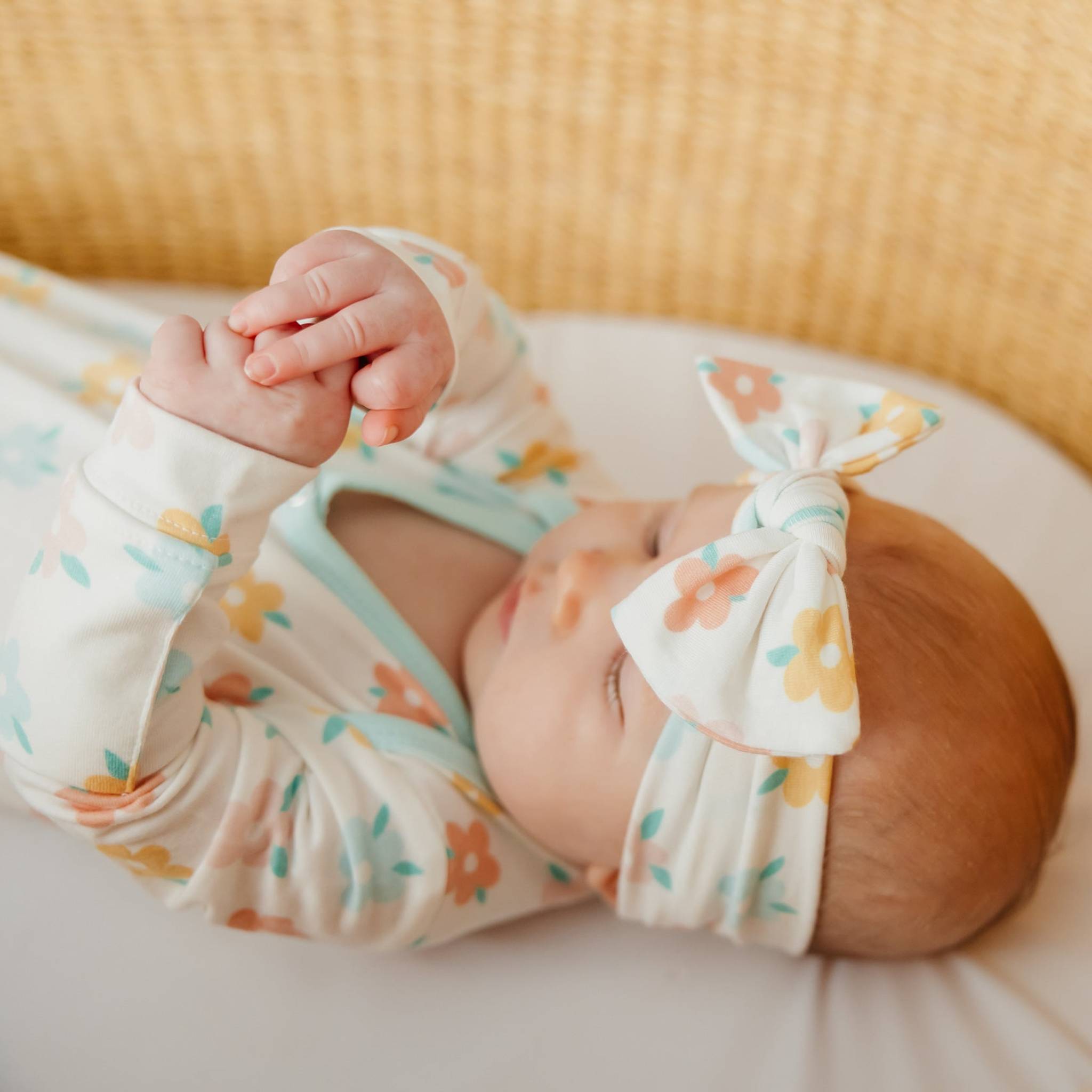 Bambinis Daisy Dress + Headband - Linen Honeycomb