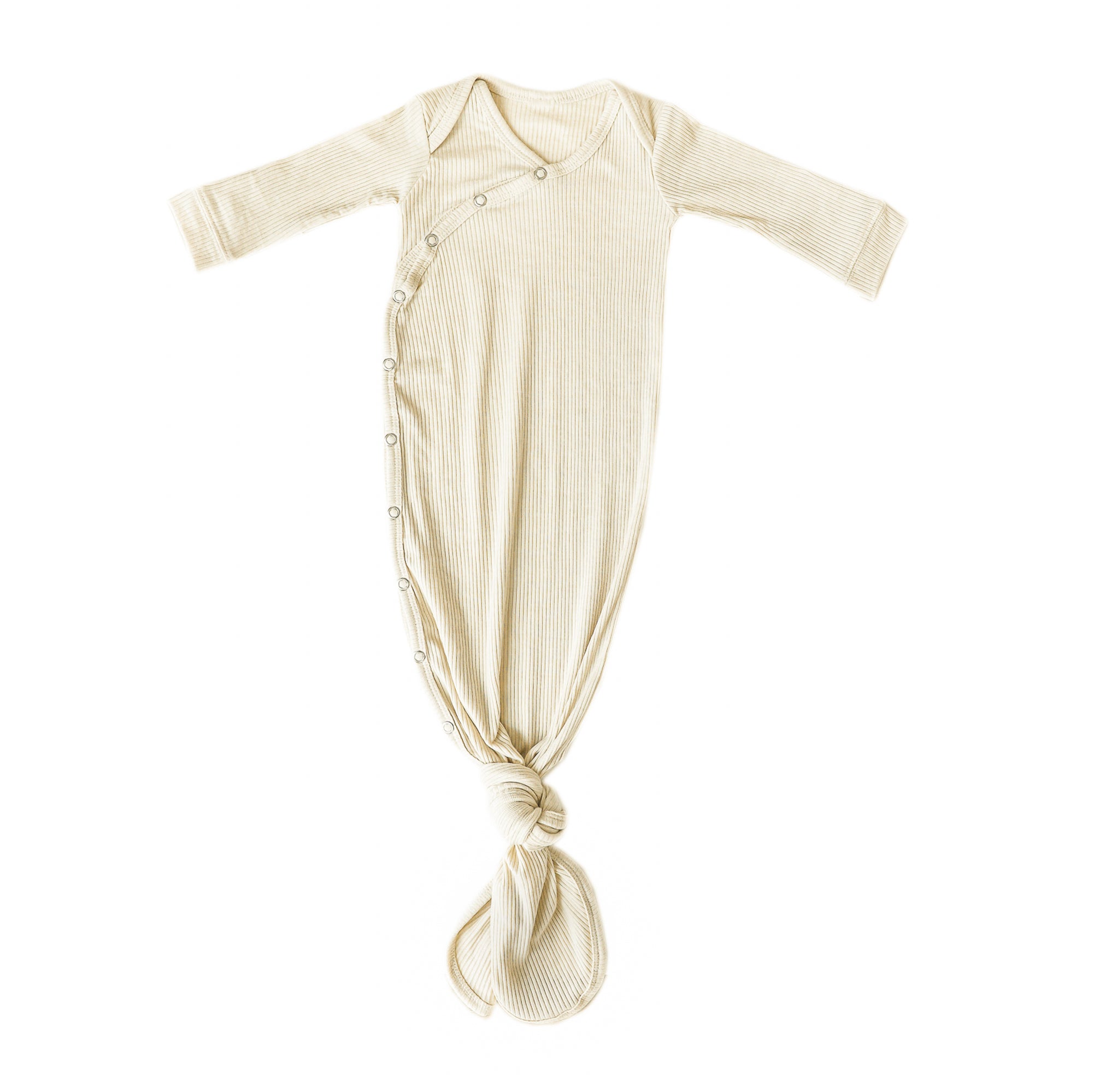 Rib Knit Newborn Knotted Gown - Moonstone