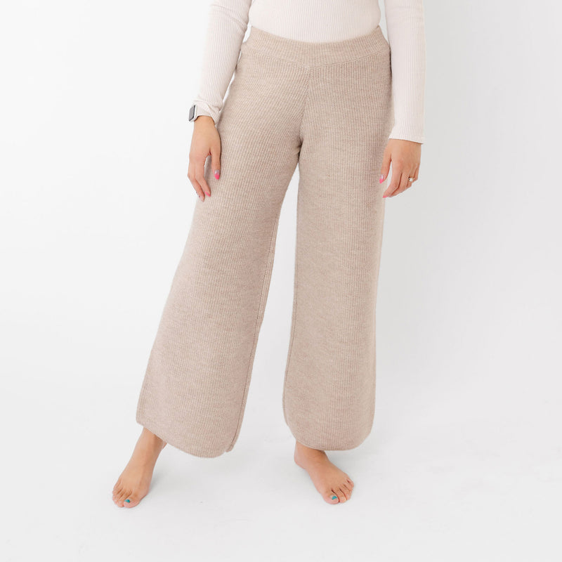 Women's Luxe Wide Leg Sweater Pant - Oatmeal