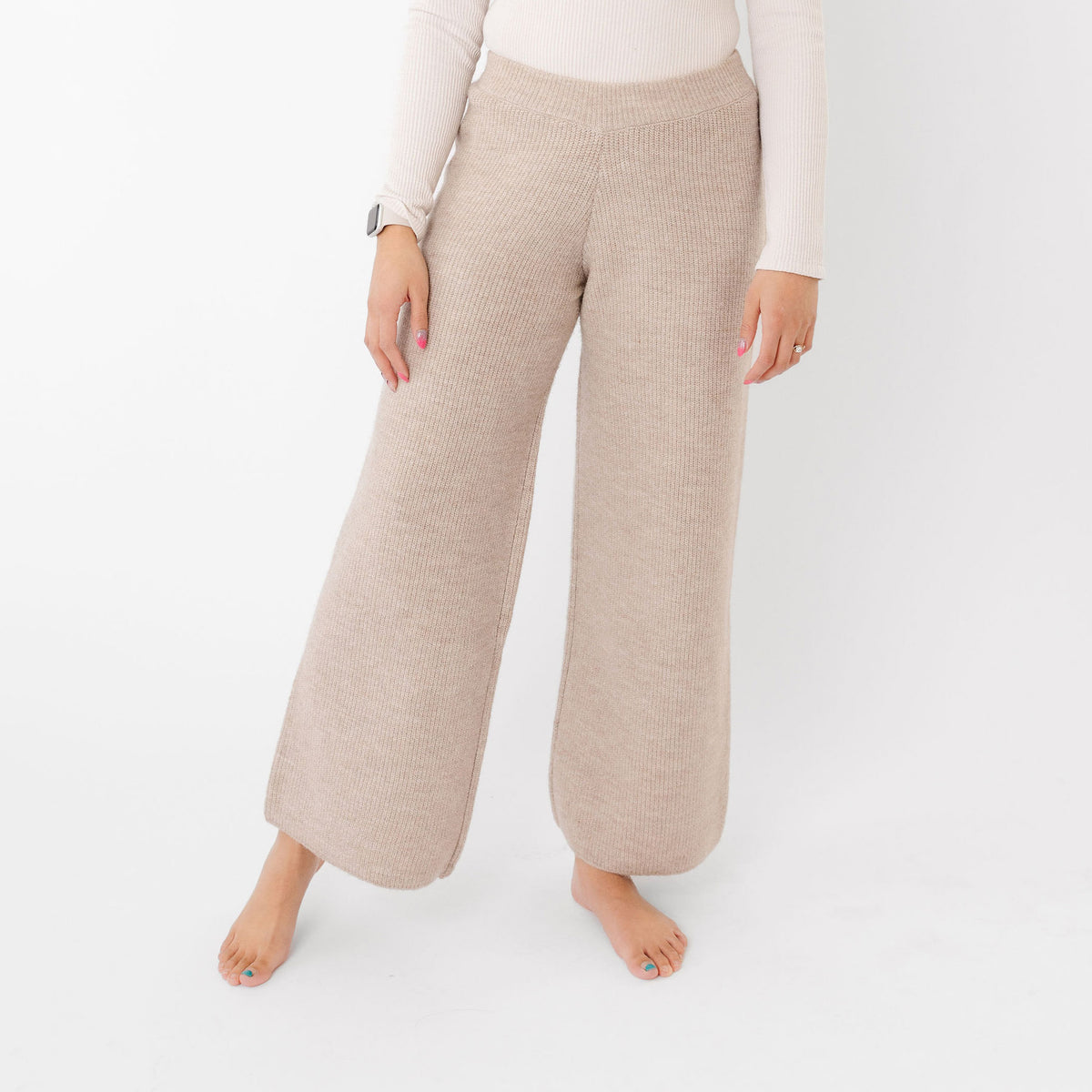 Women's Luxe Wide Leg Sweater Pant - Oatmeal – Copper Pearl