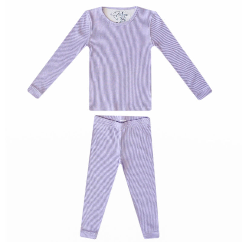 2pc Rib Knit Long Sleeve Pajama Set - Periwinkle