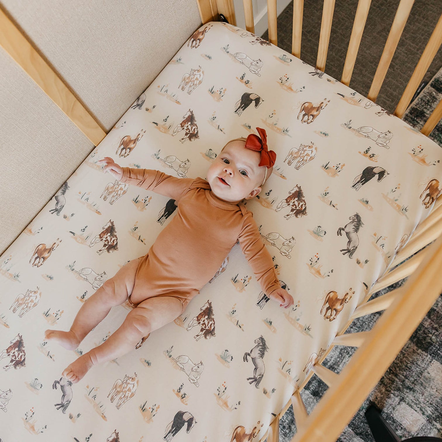 Copper Pearl Cotton Fitted Crib Sheet - Grace