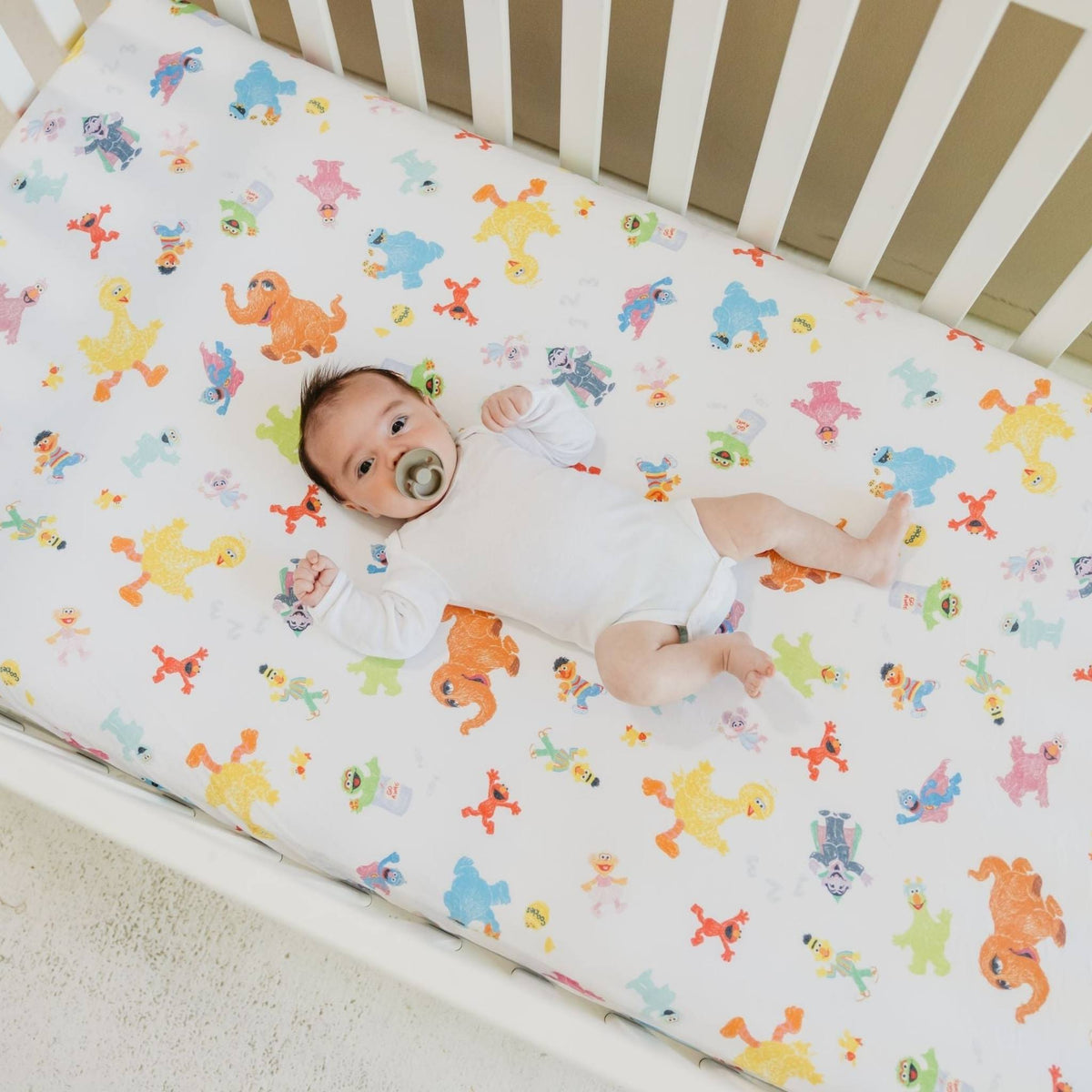 Premium Knit Fitted Crib Sheet - Sesame Friends – Copper Pearl
