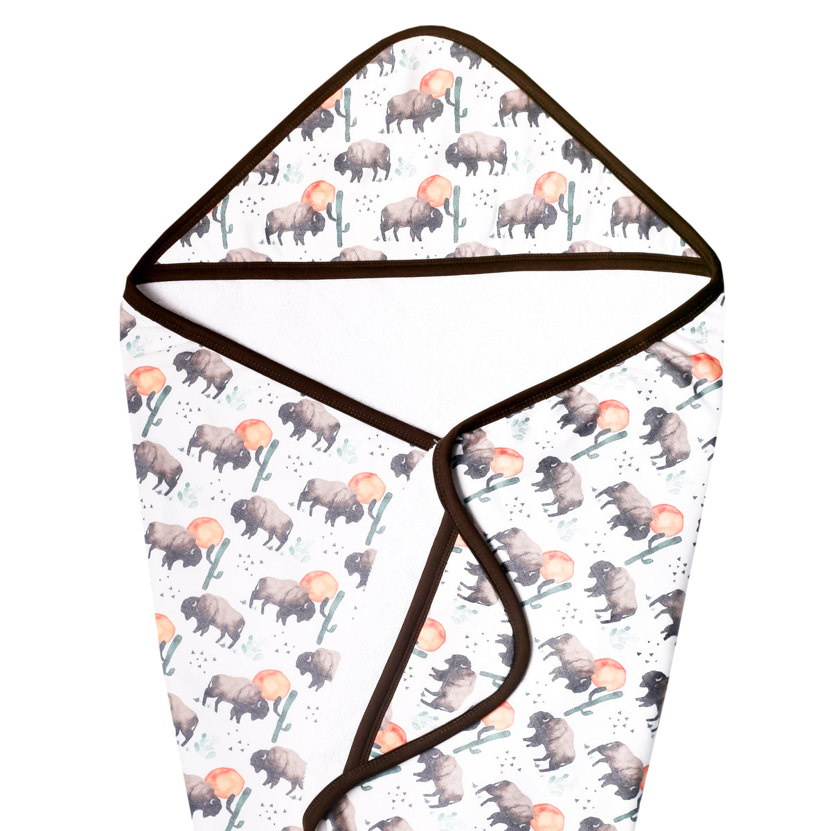 Premium Baby Knit Hooded Towel Bison Copper Pearl