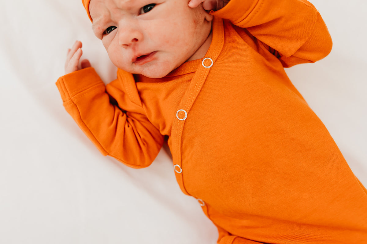 Newborn Knotted Gown - Blaze