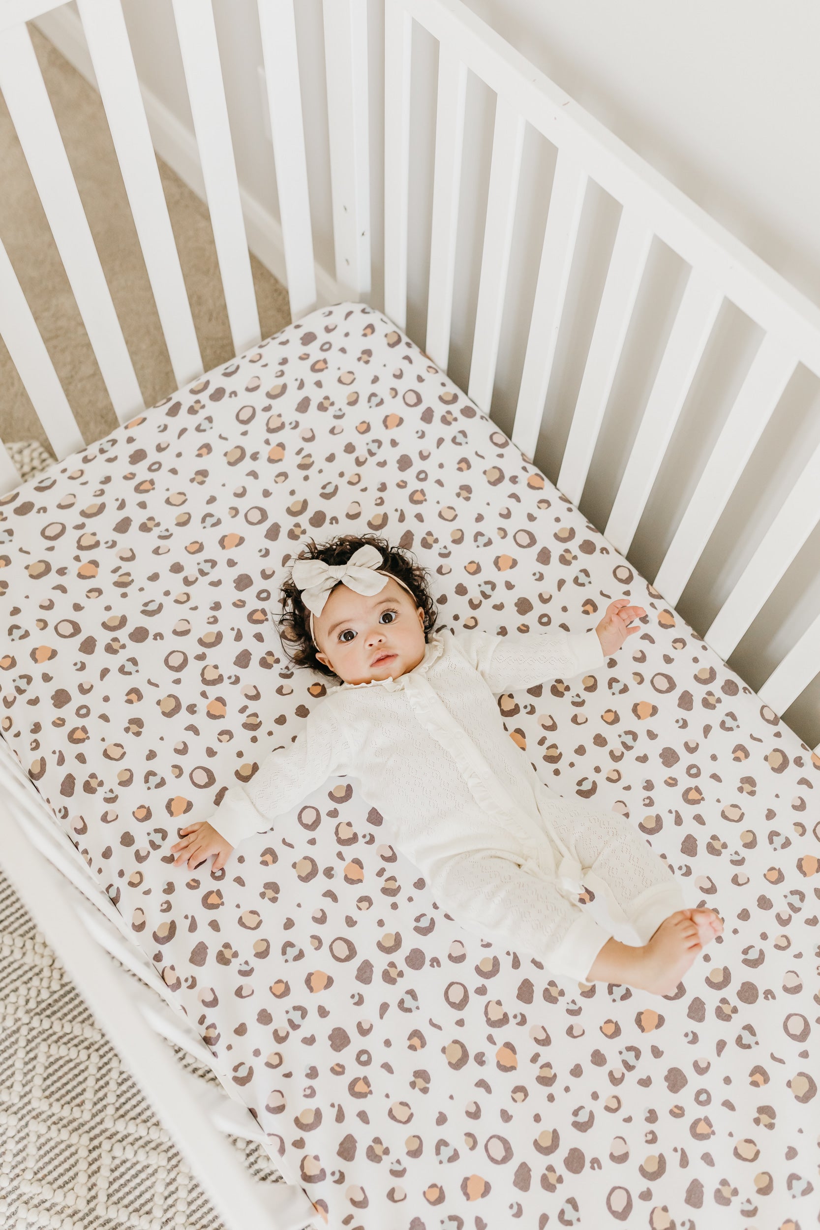 Premium Knit Fitted Crib Sheet Millie Copper Pearl