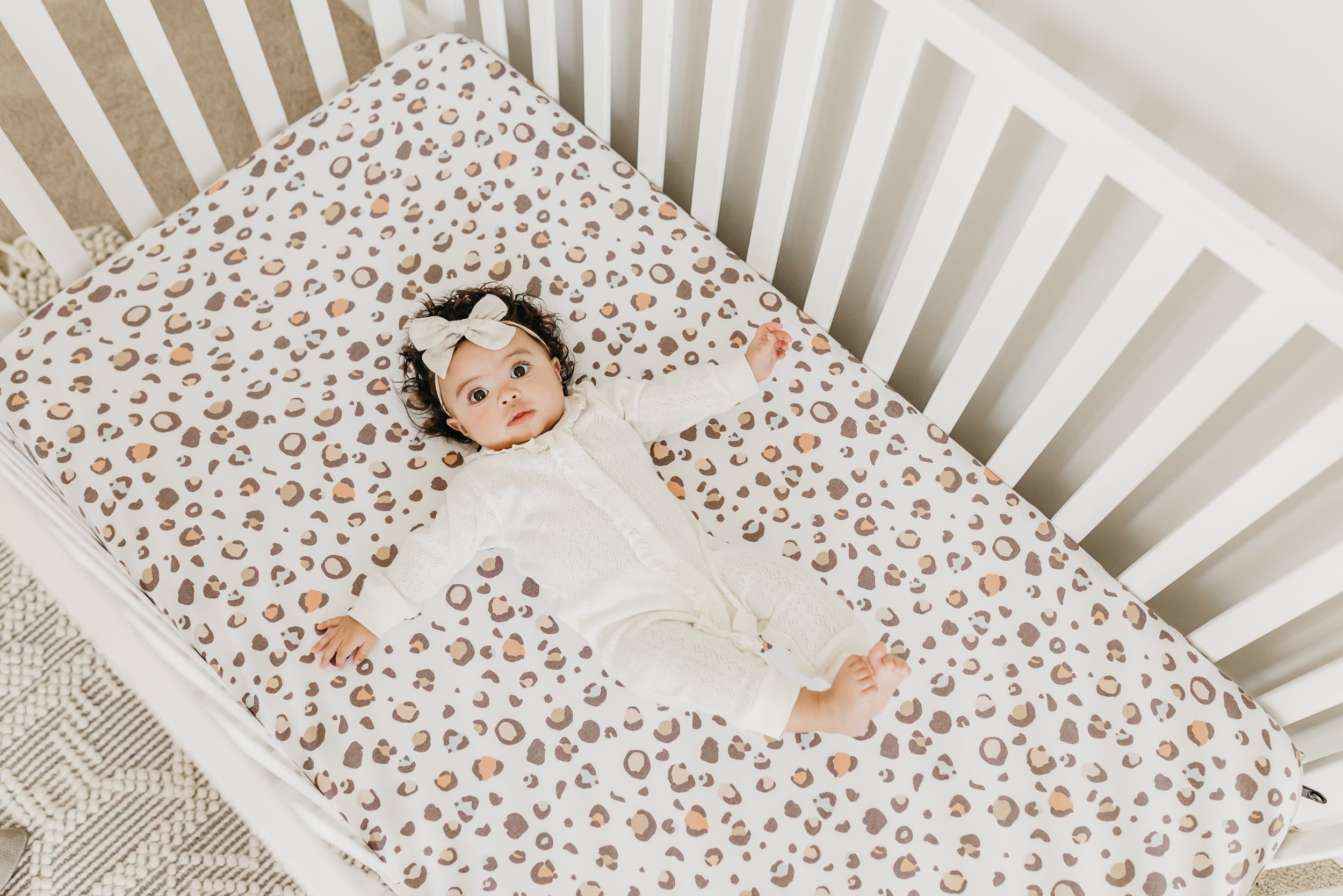 Premium Knit Fitted Crib Sheet Millie Copper Pearl