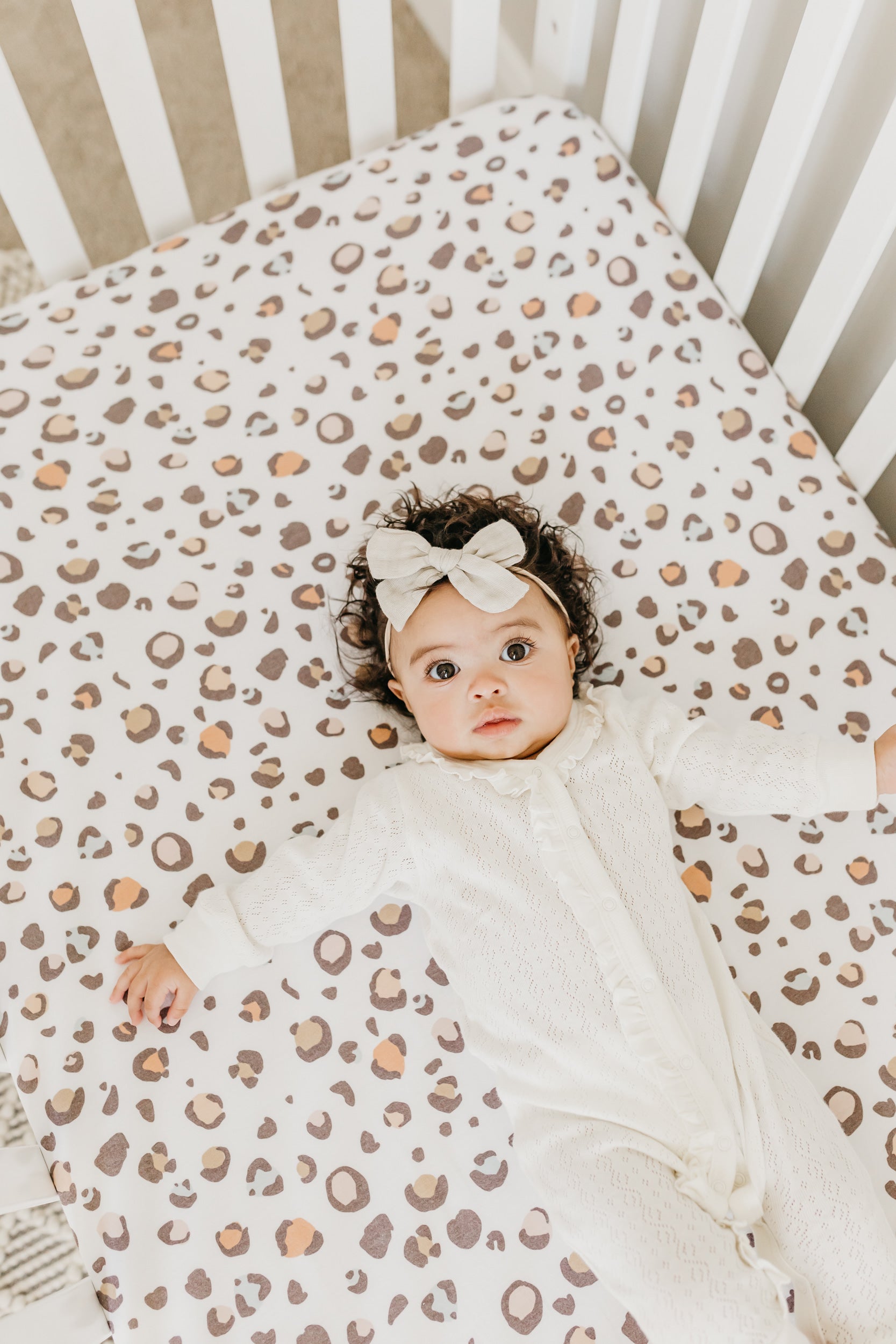 Premium Knit Fitted Crib Sheet Millie Copper Pearl
