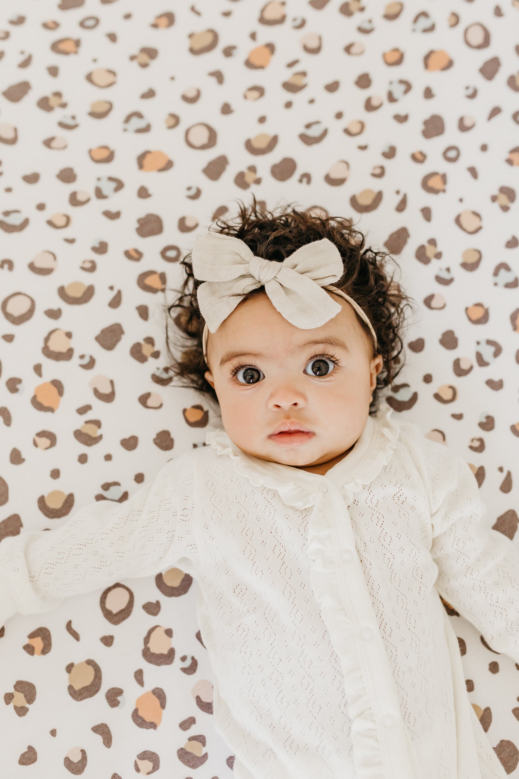 Premium Knit Fitted Crib Sheet Millie Copper Pearl