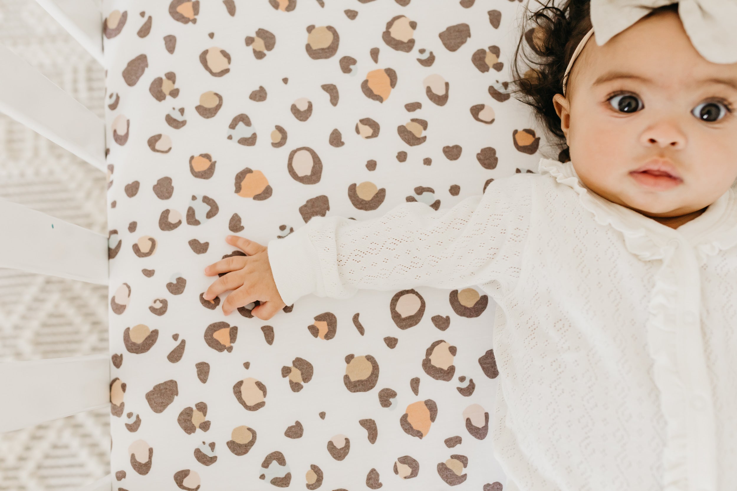 Premium Knit Fitted Crib Sheet Millie Copper Pearl