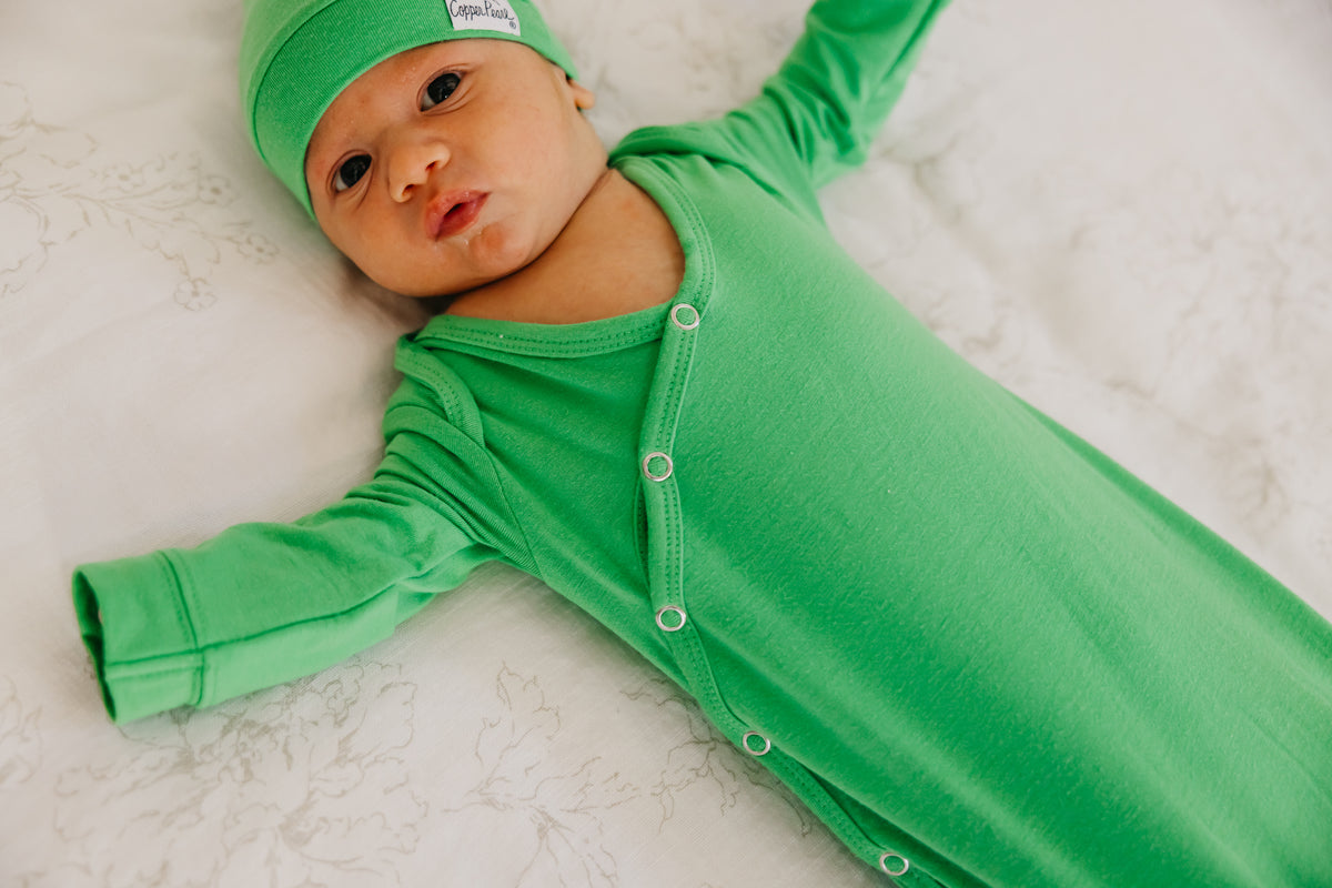 Newborn Knotted Gown - Lime