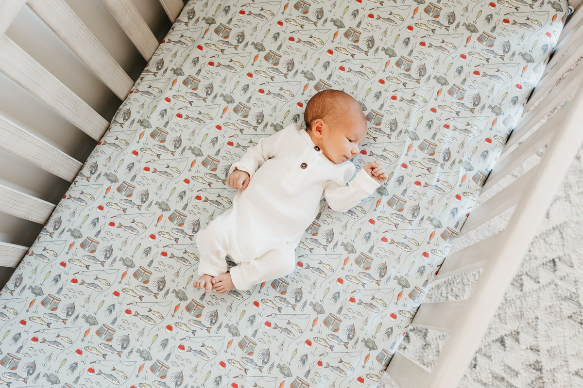 Premium Knit Fitted Crib Sheet - Trout