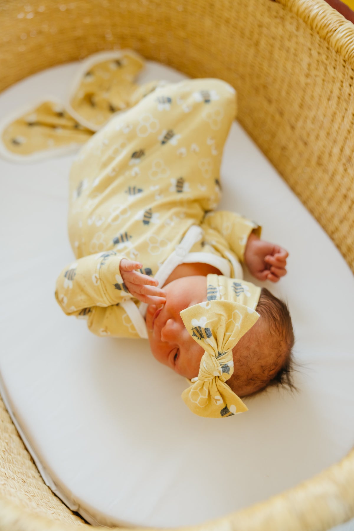 Newborn Knotted Gown - Honeycomb