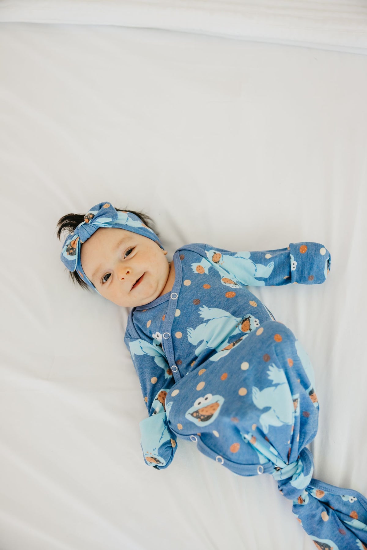 Newborn Knotted Gown - Cookie Monster
