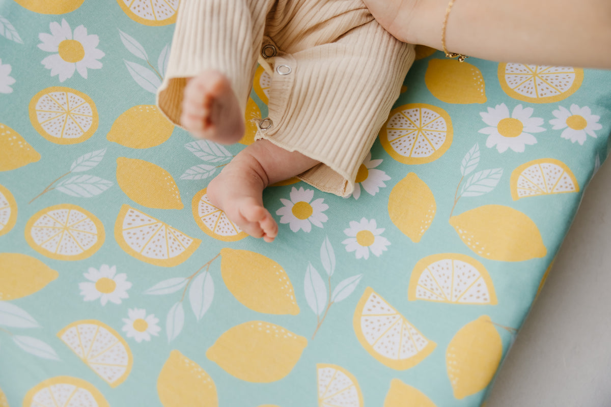 Premium Knit Diaper Changing Pad Cover - Lemon
