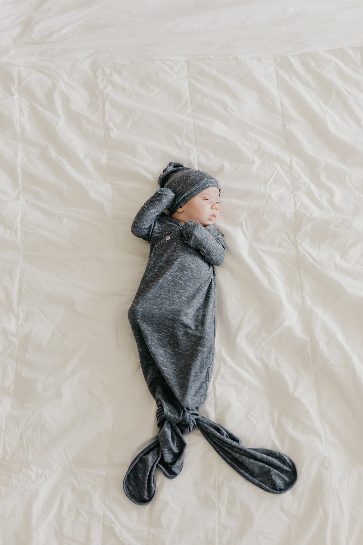 Newborn Knotted Gown - Denim