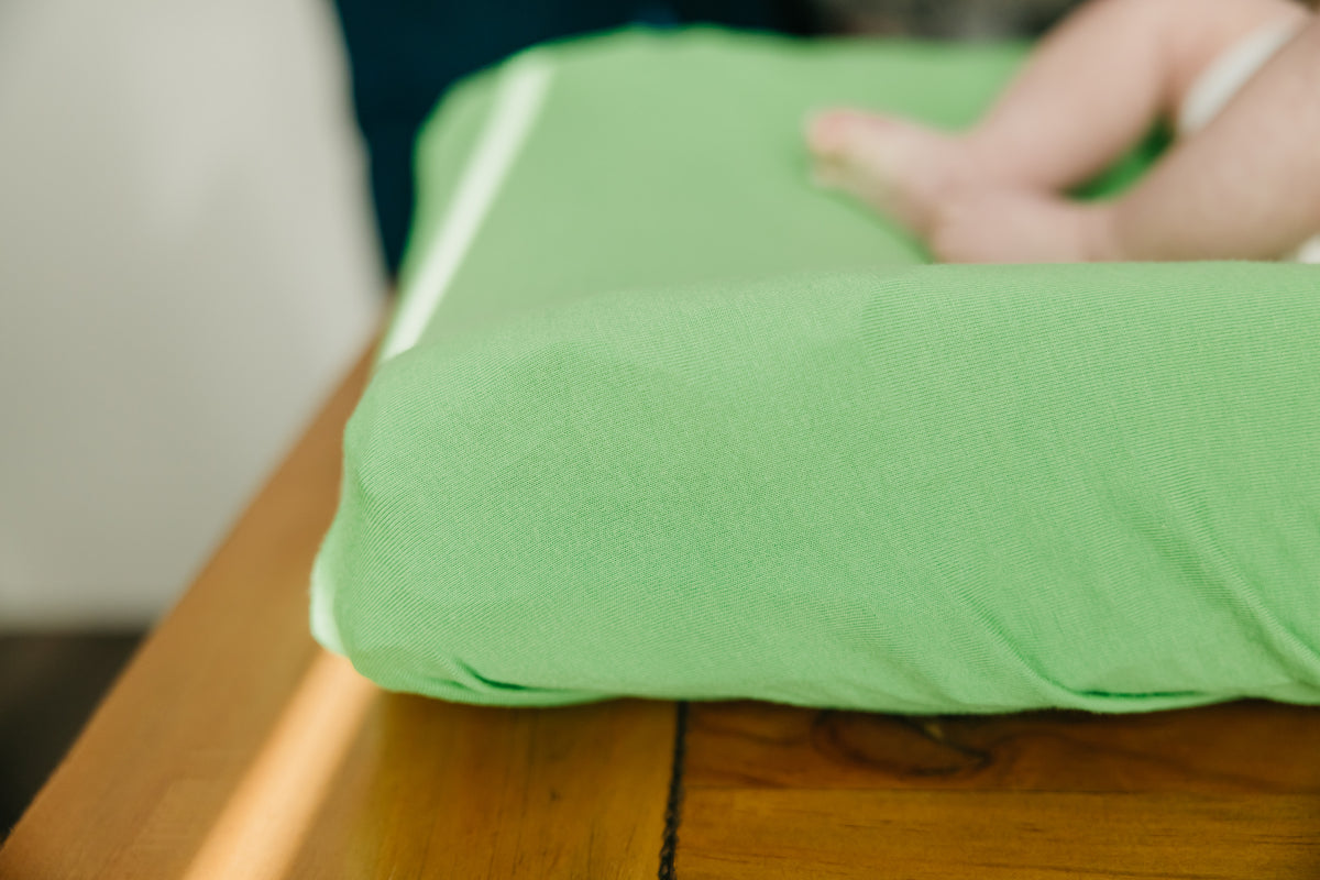 Premium Knit Diaper Changing Pad Cover Lime Copper Pearl