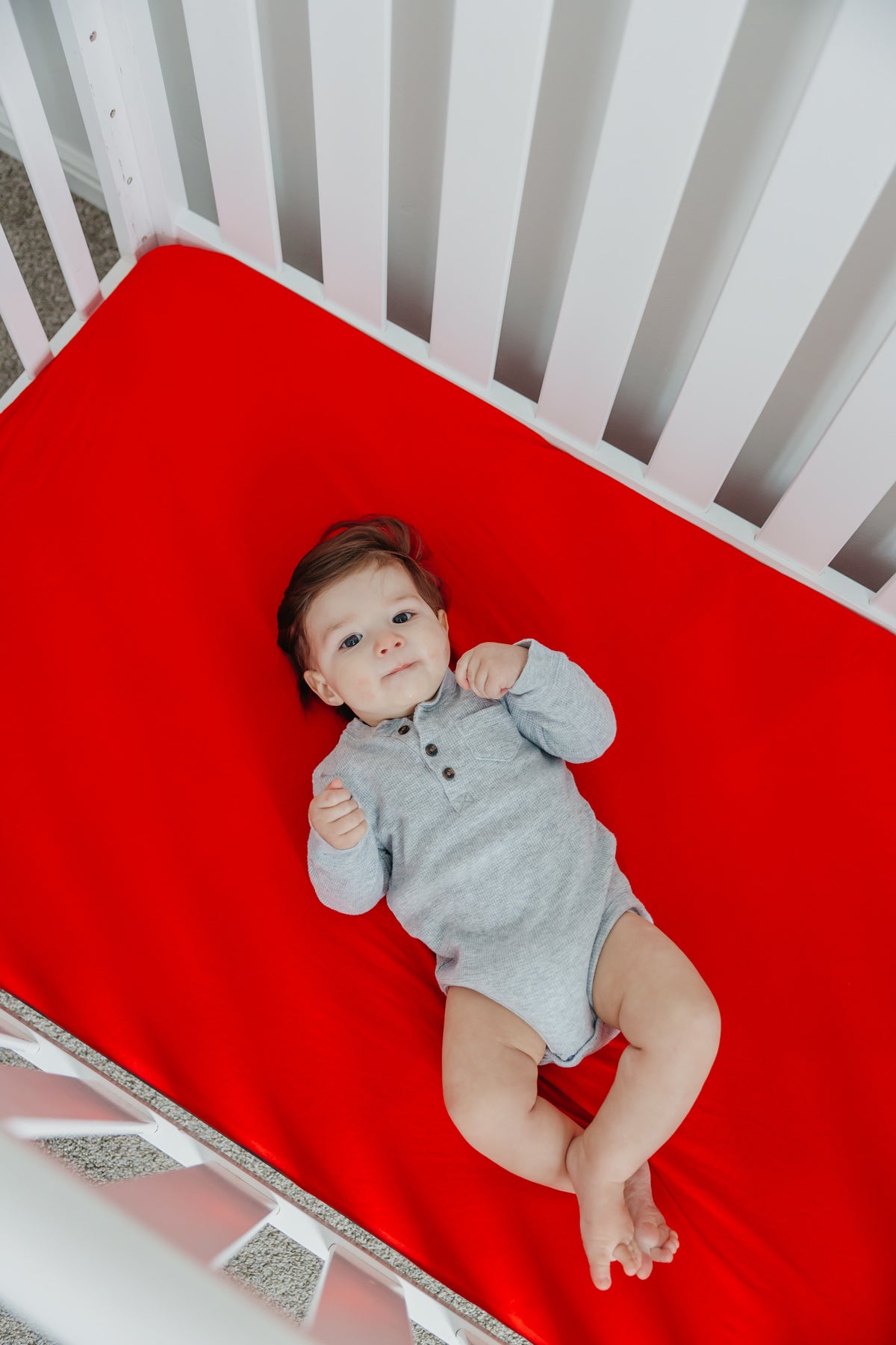 Premium Knit Fitted Crib Sheet - Apple