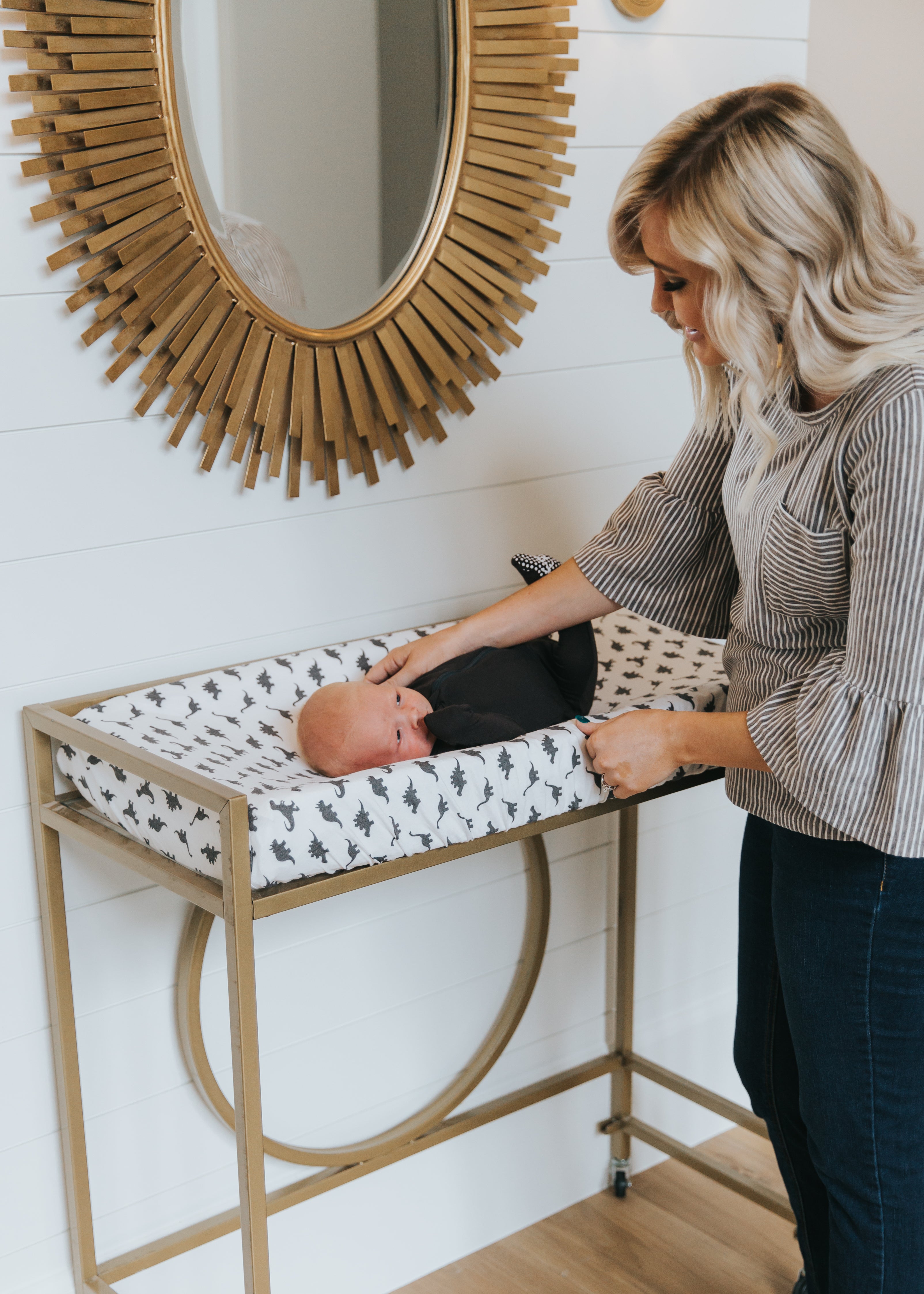 Premium Knit Diaper Changing Pad Cover Wild Copper Pearl